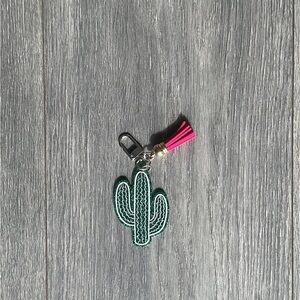 Cactus Keychain with Pink Tassel